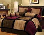 Burgundy Brown Black King Micro Suede 7 Piece Comforter Set With Pillows. Fixed Price $166.99.