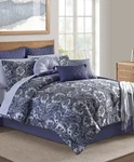 Sunham Hendel Indigo Queen Comforter Set Bedding 14 Pc Super. Fixed Price $145.00.
