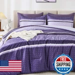 Wongs Bedding 7 Pieces Comforter Set King Size,purple Striped Bag. Fixed Price $70.29.