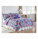 Living Quarters Microfiber Twin/twin Xl Bed Comforter Set Emma Floral Peace Sign. Fixed Price $73.88.