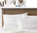 Threshold White & Light Gray Stripe Cotton Standard Pillow Sham Set 20" X 26". Fixed Price $15.00.