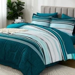 Dobuyly Teal Queen Comforter Set 7 Pieces, Blue Boho Striped Bed In Bag Que.... Fixed Price $59.48.
