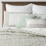 Threshold 8-PIECE Comforter Set Percale Floral Pattern By Oeko-tex, Green, Queen. Fixed Price $39.99.