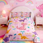Meiyoeat Pink Dinosaur Comforter Set Queen Size Kids Girls Jungle Bedding. Fixed Price $117.89.