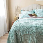 Anthropologie Rivulets King Quilt Aqua Blue Mint New Bedspread Comforter Ruffled. Fixed Price $299.99.