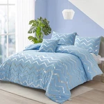 Menghomeus Blue/silver Comforter Set Queen/full Size Metallic Print Glitter B.... Fixed Price $70.27.