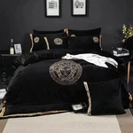 Black And Golden 8 Pieces Duvet Cover Set Cottonsatin Luxury Fabric Long Lasting. Fixed Price $175.00.