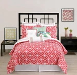 Trina Turk Set Of 3 Standard Pillow Shams Coral White Trellis Pattern 21X27" Nip. Fixed Price $35.00.