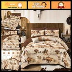 Rustic Quilt Set King, 3-PIECE Cowboy Southwestern Bedspread, Ochre Brow. Fixed Price $54.99.