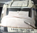 Frye 2" Solid Channel Luxury Faux Fur Comforter 3 Piece Set - Queen Beige. Fixed Price $179.99.