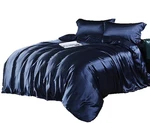 Elegant Navy & White 7-PIECE Bed-in-a-bag Set Queen King Satin Duvet. Fixed Price $134.99.