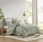Sage Boho Ink+ivy Shay Queen Duvet Cover Bed Set Simple Textured Stripes Nwt. Fixed Price $40.12.