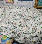 Vintage Custom Made Twin Size 68 X 86 Multicolor Floral Cotton Comforter & Sham. Fixed Price $59.99.
