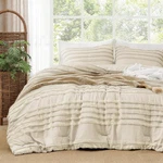 Bedelite Boho Comforter Set Queen Size, Beige Tufted Striped 3 Pieces.... Fixed Price $65.99.