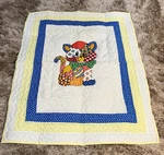 Handmade 39X48 Quilted Crib Blanket/comforter Cat Floral 70 S Unique Folk Art. Fixed Price $49.00.