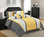 7 Pieces Striped Microfiber Comforter Set With Embroidered Design Yellow Grey. Fixed Price $79.00.