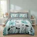 Comforter Size, Turquoise Teal Daisy 7 Pcs Bedding King Butterfly. Fixed Price $126.57.
