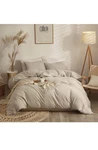 Amwan Modern Beige Cotton Duvet Set Cover With 2 Pillowcases, King. Fixed Price $49.99.