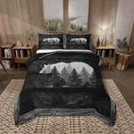 Castle Fairy Lodge Cabin Comforter Set Gray Bear Pine Tree Silhouette Pattern. Fixed Price $70.21.