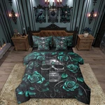 Sugar Skull 7 Pcs Comforter Set Full,turquoise Rose Floral Bedding Bo.... Fixed Price $42.70.