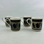Mikasa Intaglio Arabella Square Bottom Mug Lot Of 4 Blue Tulip Vine Japan. Fixed Price $59.99.