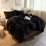 Supreme Ultra Soft Luxury Plush Black Faux Warm Fluffy Shaggy Fur Comforter Set. Fixed Price $158.32.