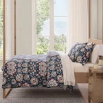 Derby Washed Linen Navy Vintage Floral Queen 3 Pc Comforter Bedding Set. Fixed Price $355.00.