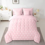 Feelyou Cute Pink With White Polka Dots Bag 7-PIECE Modern Bedding Set. Fixed Price $57.74.