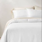 White Heavyweight Linen Blend Comforter & Sham Set Full / Queen Size - Casaluna. Fixed Price $71.99.