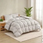 Casual Living Zuri Mega Puff 3-PC Comforter Set, Queen & King Light Gray. Fixed Price $89.99.