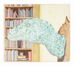 Alex Barnawell Watercolor Painting Dinosaur Allosaurus T-rex Trophy Head Vintage. Fixed Price $58.00.