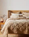 Anthropologie Plush Crushed Velvet Quilt Textured Light Sand Queen Size New. Fixed Price $223.50.