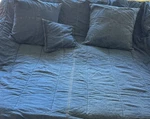 Vtg Tommy Hilfiger Blue Denim Jean Reversible Queen Comforter And Pillow Shams. Fixed Price $260.00.