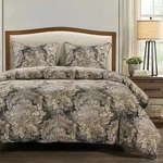Victoria Elegant Smoky Damask Queen 3 Pc Comforter Bedding Set. Fixed Price $355.00.
