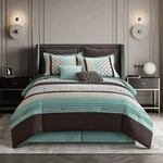 Nanshing Avalon Trellis 8-PIECE Moroccan Print Comforter Set Aqua/brown Californ. Fixed Price $79.99.