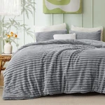 Frye 2" Solid Channel Luxury Faux Fur Comforter 3 Piece Queen Set, Reversible. Fixed Price $119.99.