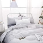 Wake Cloud - Gray White Striped Comforter Set, Grey Vertical Ticking. Fixed Price $66.79.