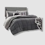 Eddie Bauer Home Gray Reversible Sherpa Comforter 3-PIECE Bed Set, Full/queen. Fixed Price $81.00.
