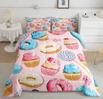 Twin Size, Cupcakes, And Donuts Girls Comforter Set. Fixed Price $91.98.