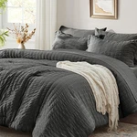 Zzlpp King Comforter Set 7PC Dark Grey Seersucker Bedding All-season. Fixed Price $84.98.