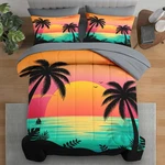 Comforter King Size, Beach Sunset Palm Tree 7 Pcs Bedding Kids And Ad.... Fixed Price $119.72.