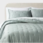 Threshold Lyocell Satin Comforter Set Cooling Breathable Solid, Teal Green, King. Fixed Price $55.00.