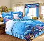 Tropical Coastal Beach Ocean Blue Dolphin Comforter, Sham(s), Skirt & Sheet Set. Fixed Price $69.99.