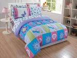 Comforter Set Girls Butterflies Hearts Flowers Purple Turquoise Pink Twin. Fixed Price $44.29.