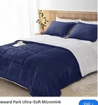 Swift Home Store 3 Pc. Reversible Faux Fur Navy Comforter Set King. Fixed Price $59.99.