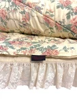 Vtg Croscill Elizabeth Gray Rose Floral Ruffle Lace Full Queen Comforter & Shams. Fixed Price $85.00.