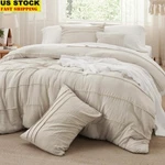 Queen Comforter Set 4 Pc Pinch Pleat Bedding All Year Cozy Sleep Beige Polyester. Fixed Price $46.90.