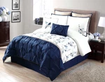 Vncy Asian Cherry Blossom 8PC Pin Tuck Comforter Set Blue/sage/purple K/q Szs. Fixed Price $124.99.