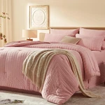 Laojin Balhen Twin Comforter Set 5 Pieces, Pink Seersucker Bed Bag. Fixed Price $53.82.