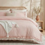 Merryword Pink Cotton Ruffled Comforter Set Queen, Vintage Shabby. Fixed Price $117.21.